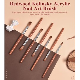 KAZIPOP Kolinsky Acrylic Nail Brush with Red Wooden Handle Professional Salon Nail Art Tool for Acrylic Nails Ideal for Precision Durability and Detailed Nail Designs (18#)
