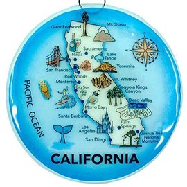 Ruth and Wilde California Map Christmas Tree Ornament - Art Glass Light Catcher