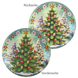 Ideen mit Herz Diamond Painting Window Sticker Double-Sided Print Diameter 18.3 cm Includes Diamond Painting Stones, Tools and Accessories (Christmas Tree)