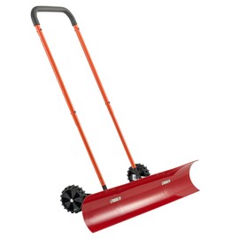 VEVOR 38-inch Snow Pusher Shovel with Wheels, Bi-Directional Heavy Duty Wheeled Push Snow Shovel for Driveway and Sidewalks with Angeled Blade