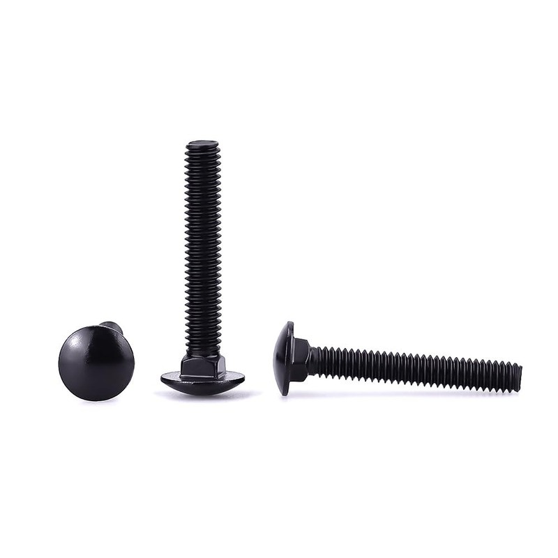 5/16-18 x 1-1/2" Black Steel Carriage Bolts, 304 Stainless Steel