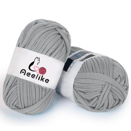 Aeelike 200 g T-Shirt Yarn, T-Shirt Ribbon Yarn for Crochet, Crochet Yarn, Thick Yarn for Crochet Bags/Baskets/Carpets, Dark Grey