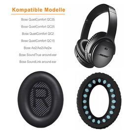 YISH Replacement Ear Pads for Bose QuietComfort 35: Protein Leather Headphones with Memory Foam | Replacement Pads for Bose QC35, QC35 II, Ae2, Ae2i, Ae2w, Ear Pads with 56 mm Diameter