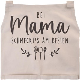 SpecialMe® Women's Cooking Apron with Saying Bei Mama schmeckts am besten Kitchen Apron Gift Mother Cotton, schmeckt`s bei natur