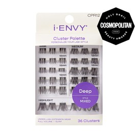 i-ENVY Cluster Palette Lash Refill, DIY Lash Makeup, Clusters False Eyelash, Varied Length, Customizable Under Lash Extension Layering (Deep Mixed Style #12)