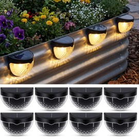 VIHOSE 8 Pack Raised Garden Bed Solar Lights Magnetic with Dusk to Dawn Sensors Wide Angle IPX4 Waterproof Solar Powered Lights Outdoor for Planter Raised Beds Garden Patio Fence, Warm White (Black)