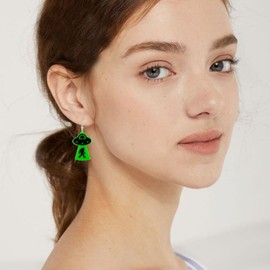 LPYO UFO Space for Women Funny Novelty Weird Acrylic Aliens Cosmos and Space Dangle Earrings Crazy Lightweight Funky Alien Spaceship Statement Drop Earrings Jewelry Gifts (Set)