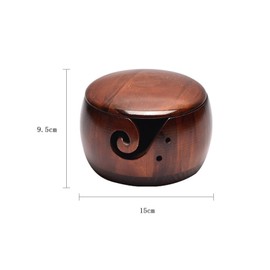 Wooden Yarn Bowl 5.9 x 3.7 Inches Handcrafted Knitting Bowl with Lid and Carved Holes for Yarn Storage Perfect for Crochet Accessories Yarn Baskets for Crocheting Storage Yarn Bowl Yarn Bowls(Brown)