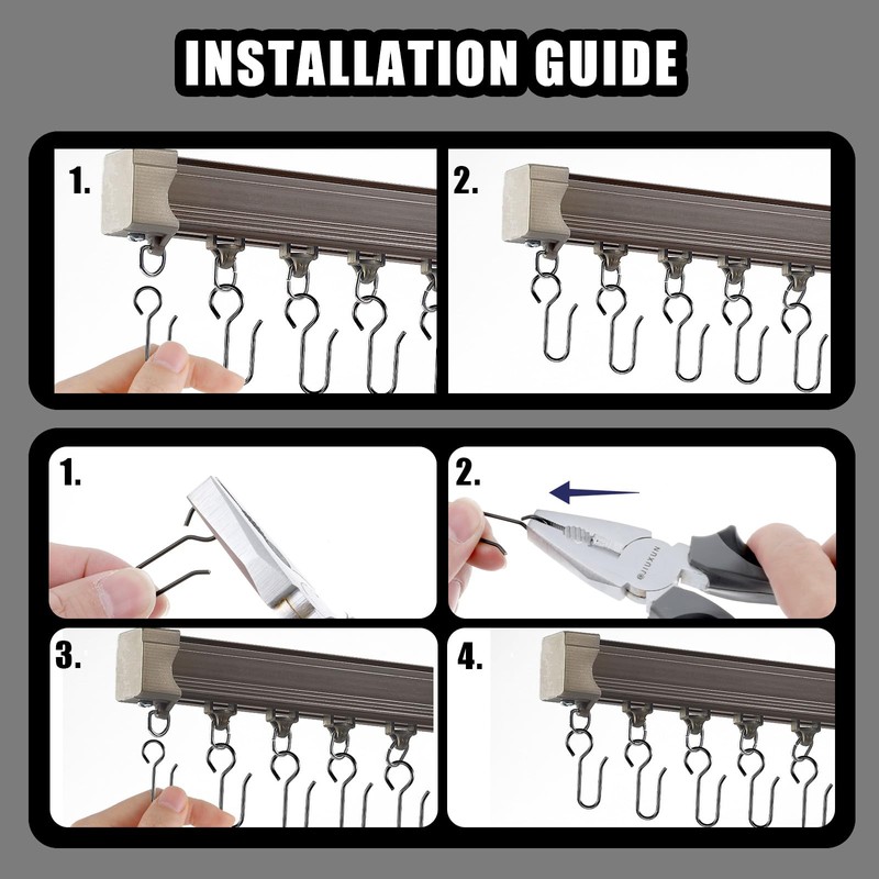 Ymapinc 60pcs Small Curtain Track Hooks, Metal S Shaped Curtain