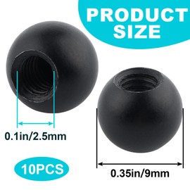 YALOJE 10pcs M4 x 9 mm Thread Cap Knob, Plain Carbon Steel Cap Screw Cover, Decorative Screw Caps Cover for Light Fixture Fastening, Black Ball Knob Caps for Lamp Decoration, DIY Crafts