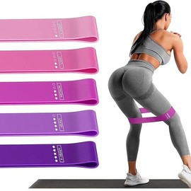 JAKKOFOXX Resistance Loop Exercise Bands - Set of 5 for Home Fitness, Strength Training, Physical Therapy and Stretching - Colour: Assorted Pink