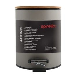 Spirella Adonis Cosmetic Bin 3 Litres Stainless Steel Bamboo with Soft-Close Mechanism and Inner Bucket Bathroom Bin Soft Close Bin Taupe