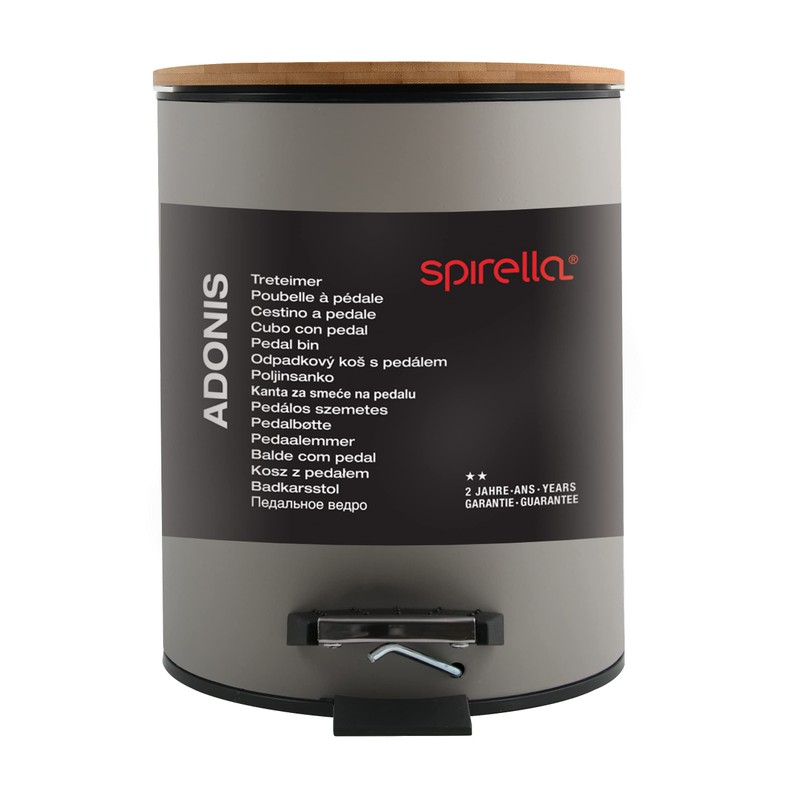 Spirella Adonis Cosmetic Bin 3 Litres Stainless Steel Bamboo with