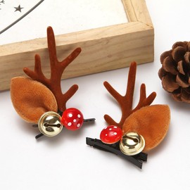 Christmas Hair Clips Brown Cute Decorative Christmas Hair Accessories Antlers Headdress Hairpin Hat Mushroom ball Deer Ear Bell Metal Hair for Girls Women Hair pins for Women Styling Kids Gifts 1Pcs