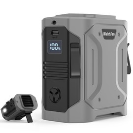 shuangjishan Waist Fan Portable Clip on: 10000mAh Rechargeable Personal Belt Cooling Fan under Shirt - Cool Body Fan Under Clothes for Outdoor Travel, Walking, Work for Men and Women (Grey)