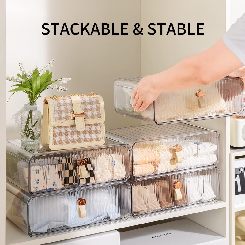 MSHOMELY Underwear Drawer Organizer, Stackable Bra Organizer for Closet, 1