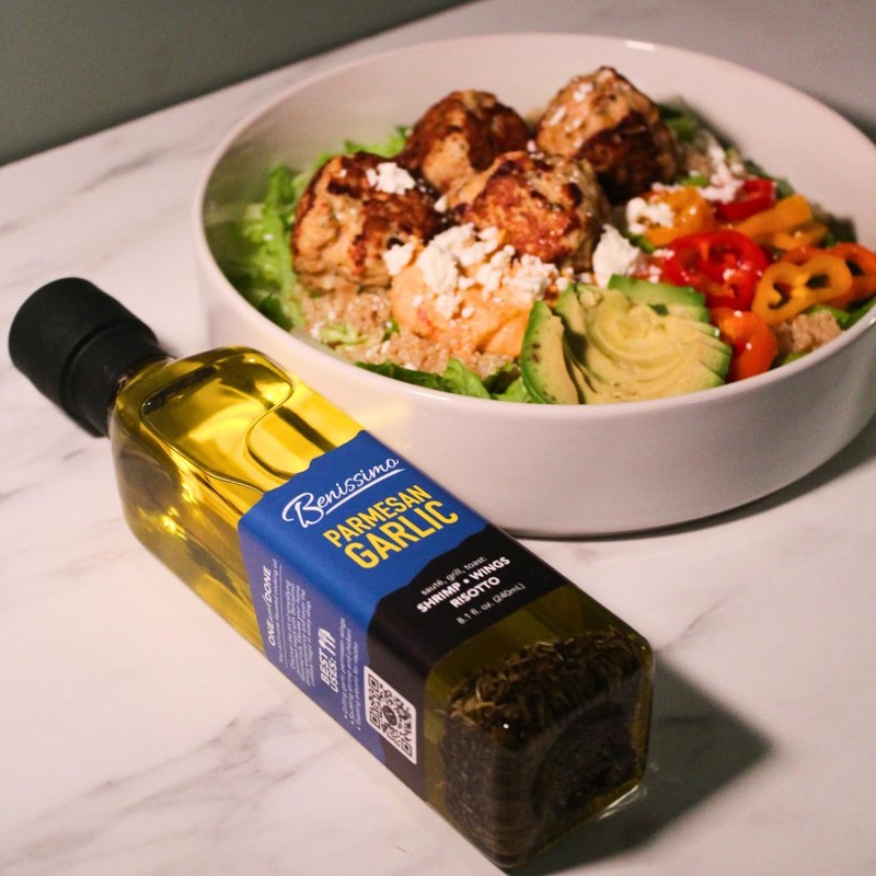 Benissimo Parmesan Garlic Herb Infused Oil, All Natural Gourmet Cooking