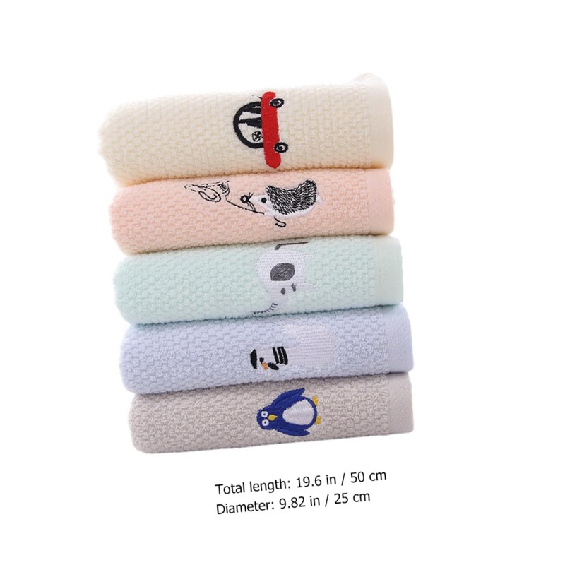 Baluue 5pcs Cotton Face Washing Towels Soft Absorbent Boy Girl