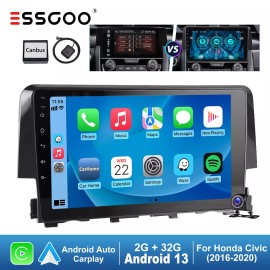 ESSGOO 9" Apple CarPlay Android13 Car Stereo Radio For HONDA Civic 2016-2020 GPS BT Cam