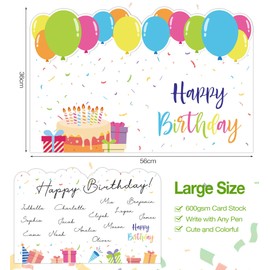 PAPERKIDDO Jumbo Birthday Card, Giant Guest Book Happy Birthday Cards for Kids Greeting Card Gifts Birthday Party Decorations Supplies for Boys Girls 14 x 22 inches