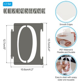 PATIKIL 20Pcs 5 Inch Large Number Stencils, 0-9 Address Number Stencil, Reusable Plastic Digital Templates for Crafts Drawing Stencils Templates White
