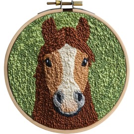 VDKIDKT Punch Needle Kits Adults Beginner DIY Punch Needle Kits, Hoop Embroidery Kit for Adults, Starter Craft Set, Festival Gift and Decoration (Horse)