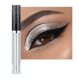 Metallic Liquid Glitter Eyeshadow Stick | Long-Lasting, Quick-Drying, Waterproof Shimmer Highlighter for Smokey & Sparkly Eyes | Beauty Cosmetics Eye Shadow Makeup for Women & Girls - White