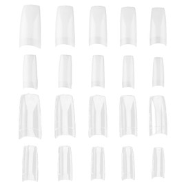 Tabanzhe 1000PCS French Nail Tips-10 Sizes False Nails Half Full Cover Press on Acrylic Nails with Box Fake Coffin Nails DIY Nail Art Manicure Tool for Nail Salons(Clear+Natural)