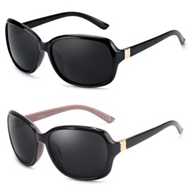 Myiaur Polarized Sunglasses for Women, Trendy Oversized Sun Glasses, UV400 Protection Shades for Driving, Vacation (2 Pack)