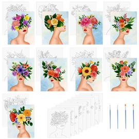 HICOHAND Pre Printed Canvases, 9 PCS 7.87*9.84” Pre Drawn Canvas Set for Adults