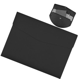 Document Bag A4 Business Conference Folder Leather File Folder Briefcase Waterproof File Organiser Envelope Documents Multifunctional Folder for Office School Travel (Black)