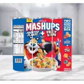 Kellogg's Mashups Cereal Stainless Steel Tumbler Multicolor With Straw 20 Ounce