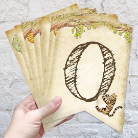 Classic Oh Baby Winnie Banner Baby Shower Signs, Adorable Pooh Welcome Banner First Birthday Party Decorations