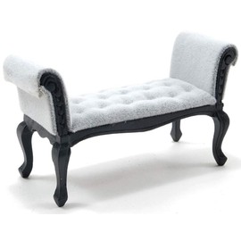 Melody Jane Dollhouse Black & Grey Long John Bed End Stool Bench Miniature Furniture