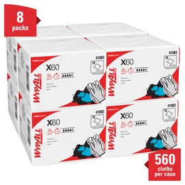 WypAll 41083 X60 Cloths, 1/4 Fold, 12 1/2 x 10, White, 70 per Pack (Case of 8 Packs)