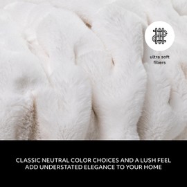 Mon Chateau Premium Reversible Luxury Faux Fur Throw for Couch, Sofa, or Bed - Plush Cozy Soft Blanket for Sleeping or Home Décor, 60" x 70" (Ivory)
