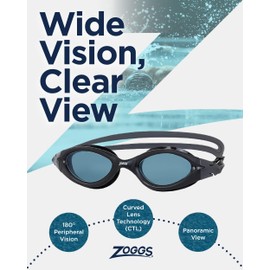 Zoggs Panorama Swim Goggles with Tinted Lenses (Blue/Tint Blue) Anti-Fog, UV Protection, Quick Adjust Strap, Wide Vision Adult Swimming Goggles