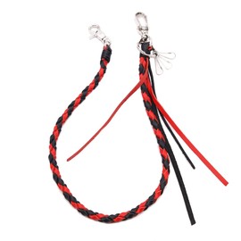 UNIQSUM Braided Genuine leather wallet chain Biker Punk Key chains (S Red Black)