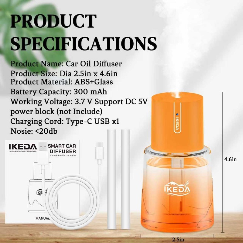 Ikeda Car Diffusers for Essential Oils,100ml Glass Car Essential Oil