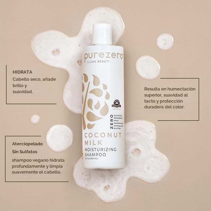 Purezero Set de Champú y Acondicionador de Leche de Coco