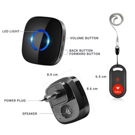 COTINSE Emergency Call Button for Seniors, Wireless Bell, House Emergency Call, Patients, Emergency Button, Caregiver Pager, Home Alert System, Wireless SOS Alarm
