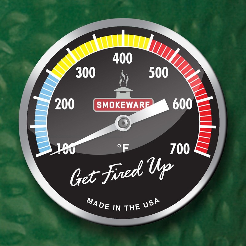 SmokeWare Temperature Gauge – 3-inch Face, 0-700°F Range, Multi-Color Black,
