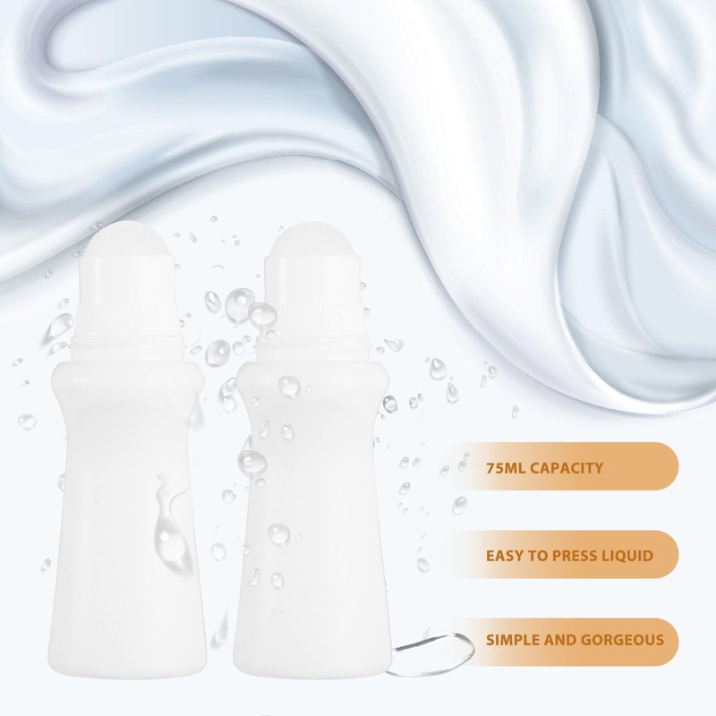 4 Pcs White 75ml Empty Refillable Roller Bottle Plastic Roll