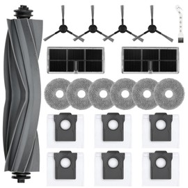 20 Stück Zubehör für Dreame L10s Pro Ultra Heat Saugroboter, Ersatzteile Set mit 1 Hauptbürste, 6 Staubbeutel, 6 Wischtücher, 4 Seitenbürsten, 2 Filter, 1 Reinigungsbürste