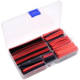 Heat Shrink Tubing 150 Pieces, 2 Colors, 8 Sizes, 2/2.5/3.5/5/6/8/10/13mm, Red, Black, 2:1 Shrinkage Ratio, High Waterproof, High Insulation, High Flame Retardant, For Data Lines, Patches, Storage Case Included