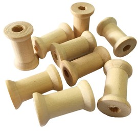 50pcs 27mm X 16mm Unfinished Wooden Spools Wooden Empty Thread Spools Wire Weaving Bobbins for Arts Crafts and Sewing Cord Roll