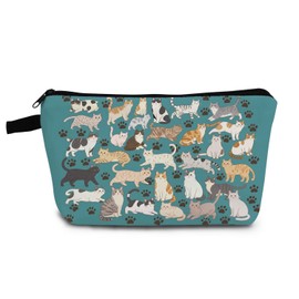 YULUENZE Cartoon Cats Makeup Bag Cute Small Organizer Bag with Zipper Cartoon Kitten Paw Cosmetic Bag Aesthetic Birthday Present for Cat Lovers Women Friends