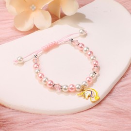 Sereney Preschool Graduation Gifts, Pink Pearl and Unicorn Graduation Bracelet as Pre K Graduation Gifts for Kids, Adjustable Length Bracelet for Daughter Granddaughter Niece