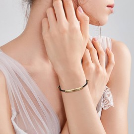 OIDEA Remember Who You Are Bracelet: Stainless Steel Tube Motivational Bracelet for Women Men Adjustable Bradied Wrap Inspirational Christmas Birthday Gifts Jewelry Gold