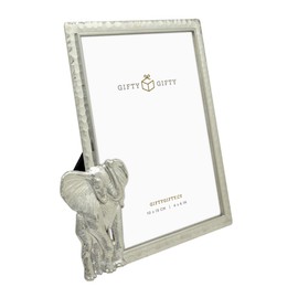 GIFTY GIFTY Modern Silver Thin Boarder Elephant Photo Frame / 4x6 In | For Vertical Display on Tabletops | Perfect for Home Decor, Wedding, Vacation, Graduation, Or Any Milestone Photos